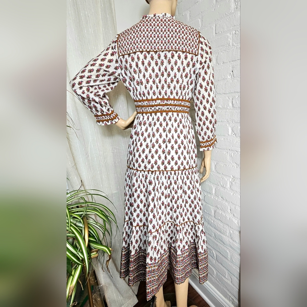 Veronica Beard Allesandra Boho Midi Dress Belted Cotton Size 6 - Picture 5 of 15
